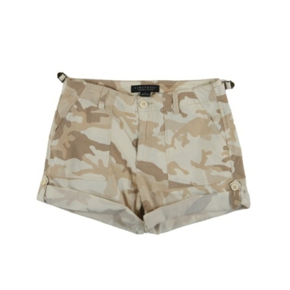 Sanctuary Standard Surplus Shorts Womens Size 27 Tan Desert Camo Side Tabs Cargo